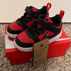 Nike Toddler Court Borough Low Recraft Black and Red Sneakers